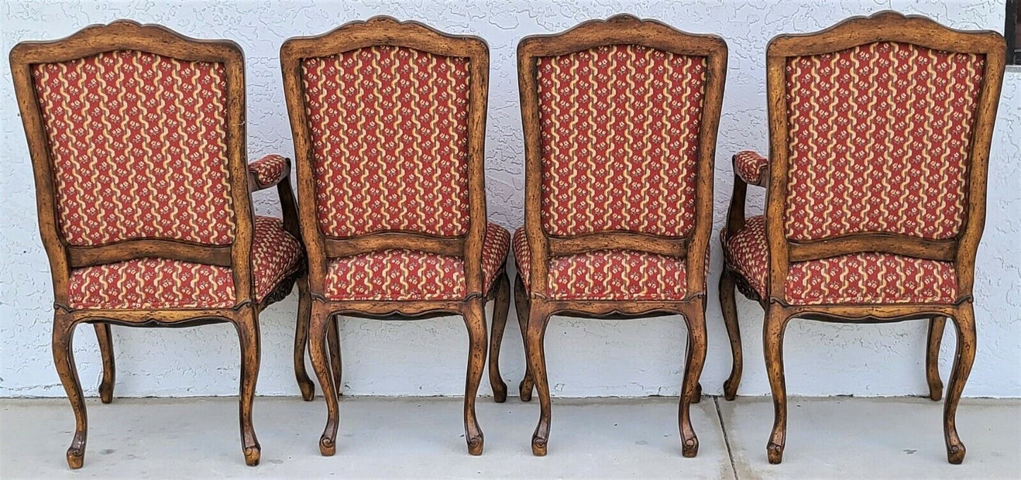 (4) Newly Upholstered French Provincial Louis XV Style Solid Wood Dining Chairs