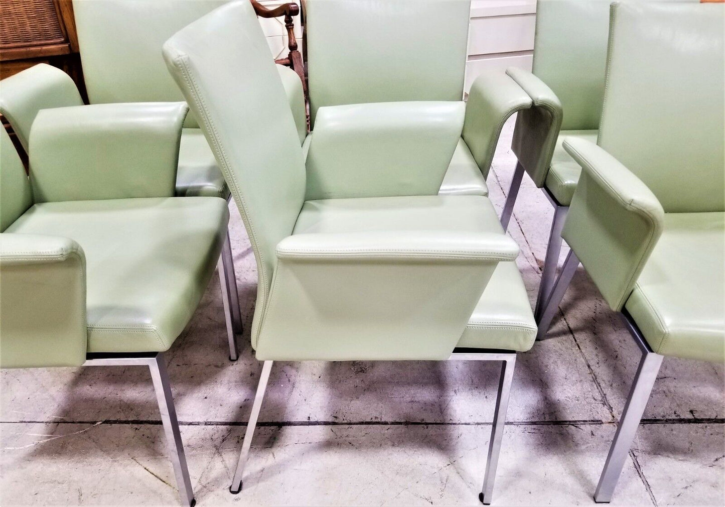 (1) ONLY MCM DRAENERT Linus Danish Genuine Leather Reclining Dining Armchairs