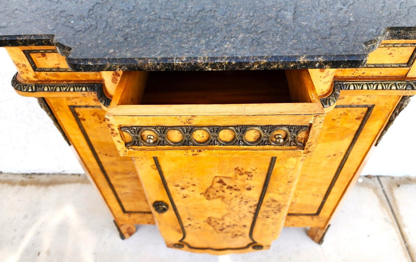 French Louis XV Bar Cabinet Birdseye Maple