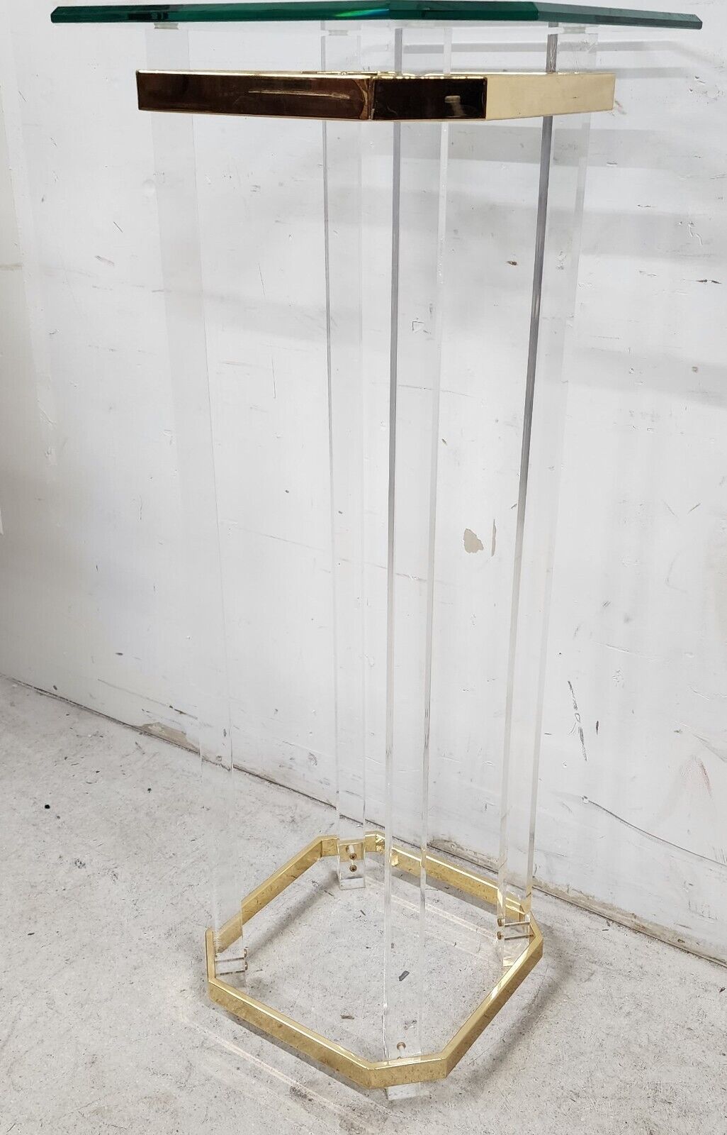 Lucite Pedestal Display Stand CHARLES HOLLIS JONES Style 24 Karat Gold Plated