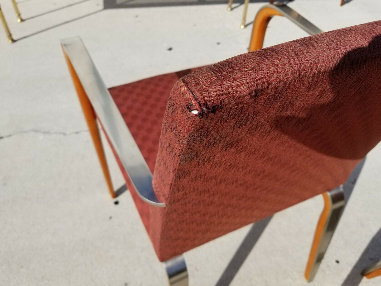 Set of 2 MCM Solid Chrome & Wood Dining Armchairs Accent Chairs