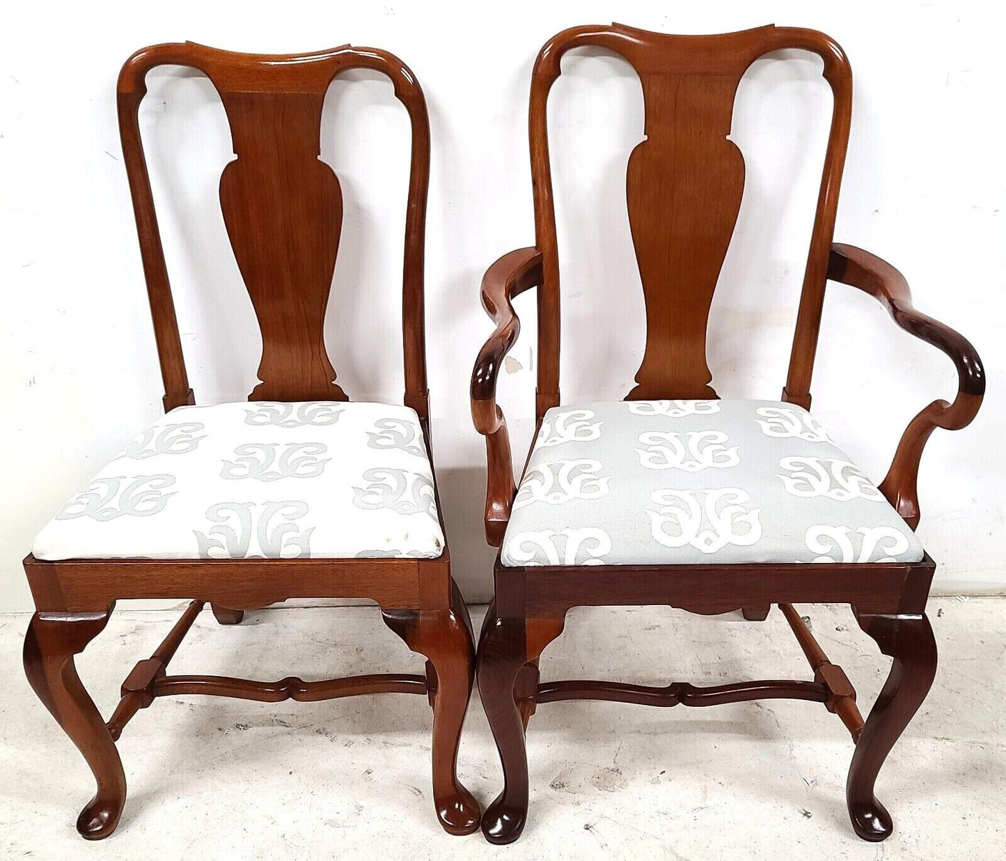Mid Century Solid Cherry Queen Anne Dining Chairs - Set of 6