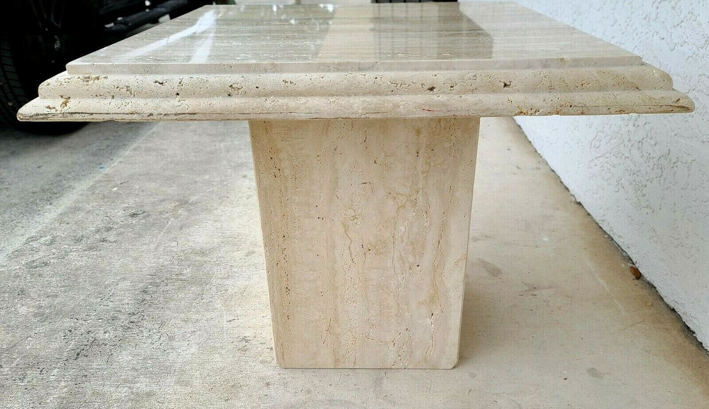 Midcentury Italian Travertine Side End Table by Stone International