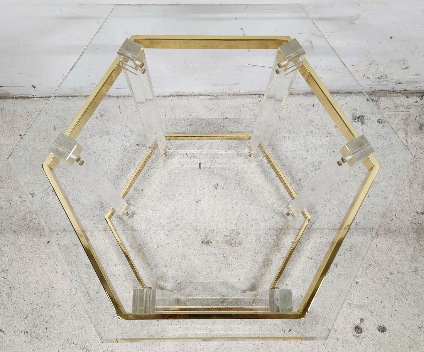 Lucite Side Table CHARLES HOLLIS JONES Style 24 Karat Gold Plated