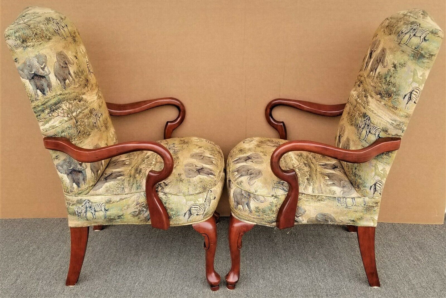 Pair of African Safari Style Accent Dining Armchairs by BEST CHAIR COMPANY