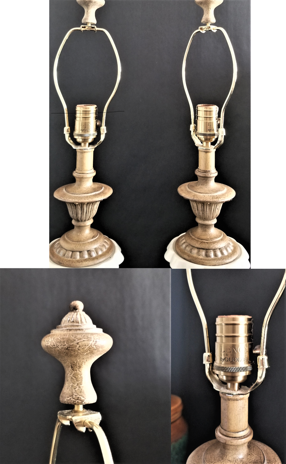 Pair of Elegant LENOX QUOIZEL Table Lamps with Coordinated Shades