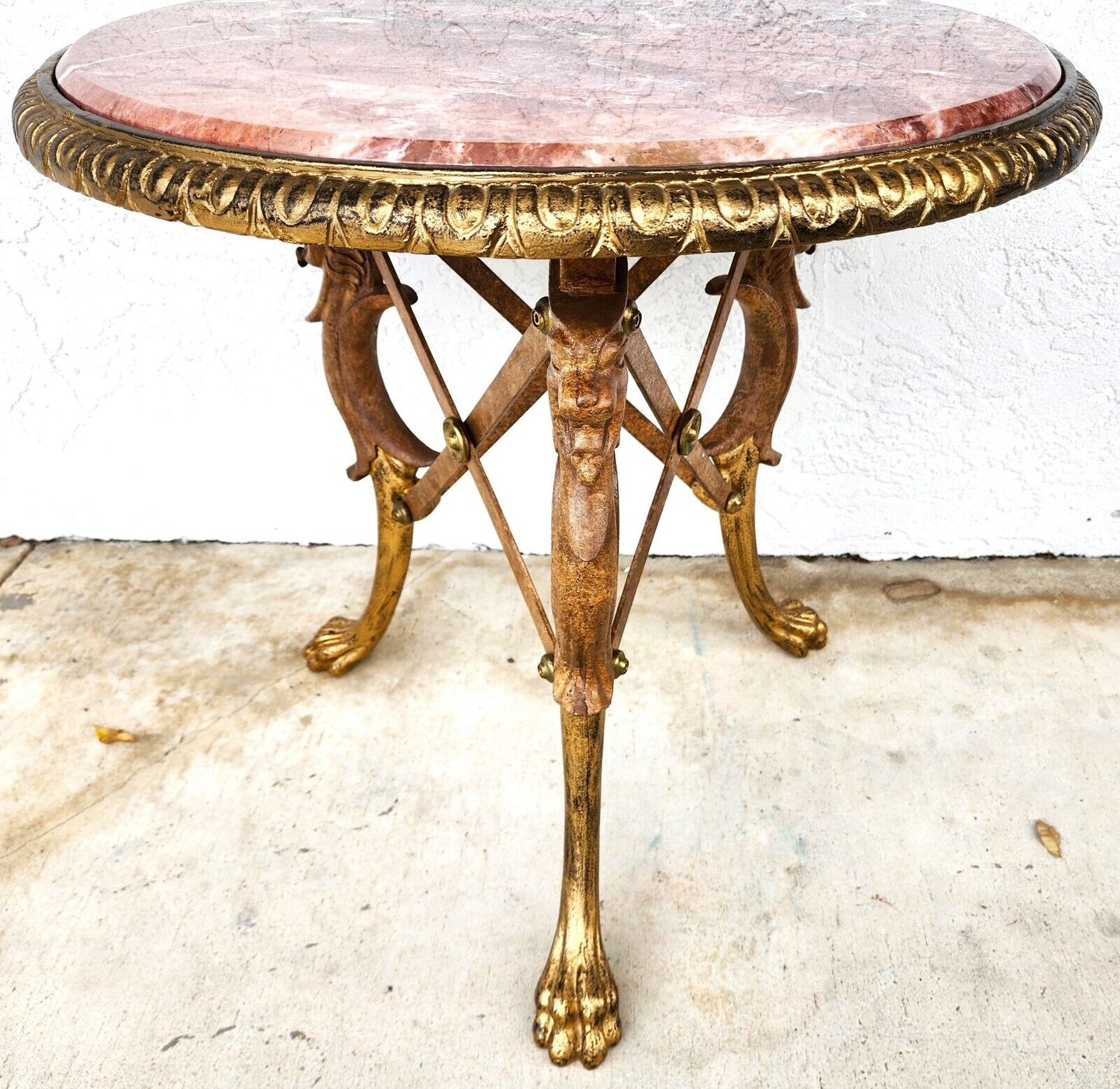 Gueridon Table Patinated and Gilt-Bronze with Marble Top