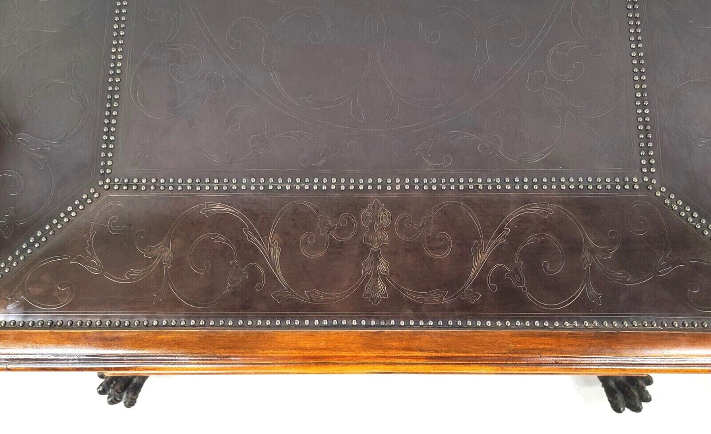 THEODORE ALEXANDER Armoury Collection Etched Brass Cocktail Table 50" x 40"