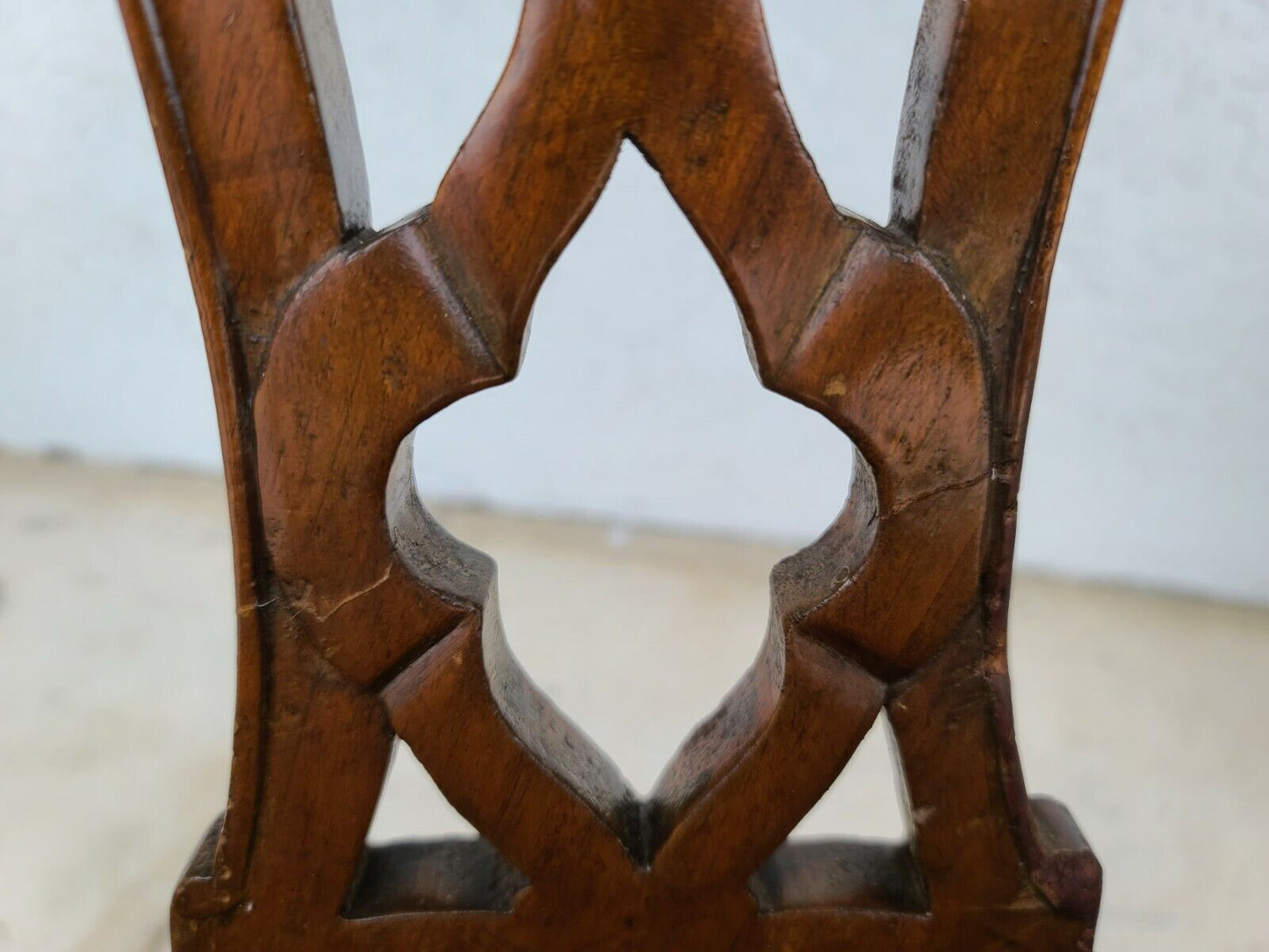 Vintage Chippendale Mahogany Dining Chairs w Carved Tassels & Drapery - Set of 6