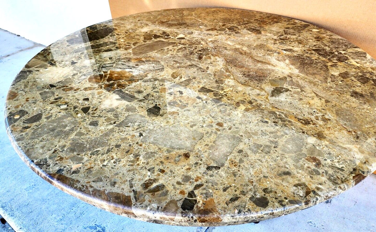 Marble Dining Table Faux Emperado Italian 1970s 55"