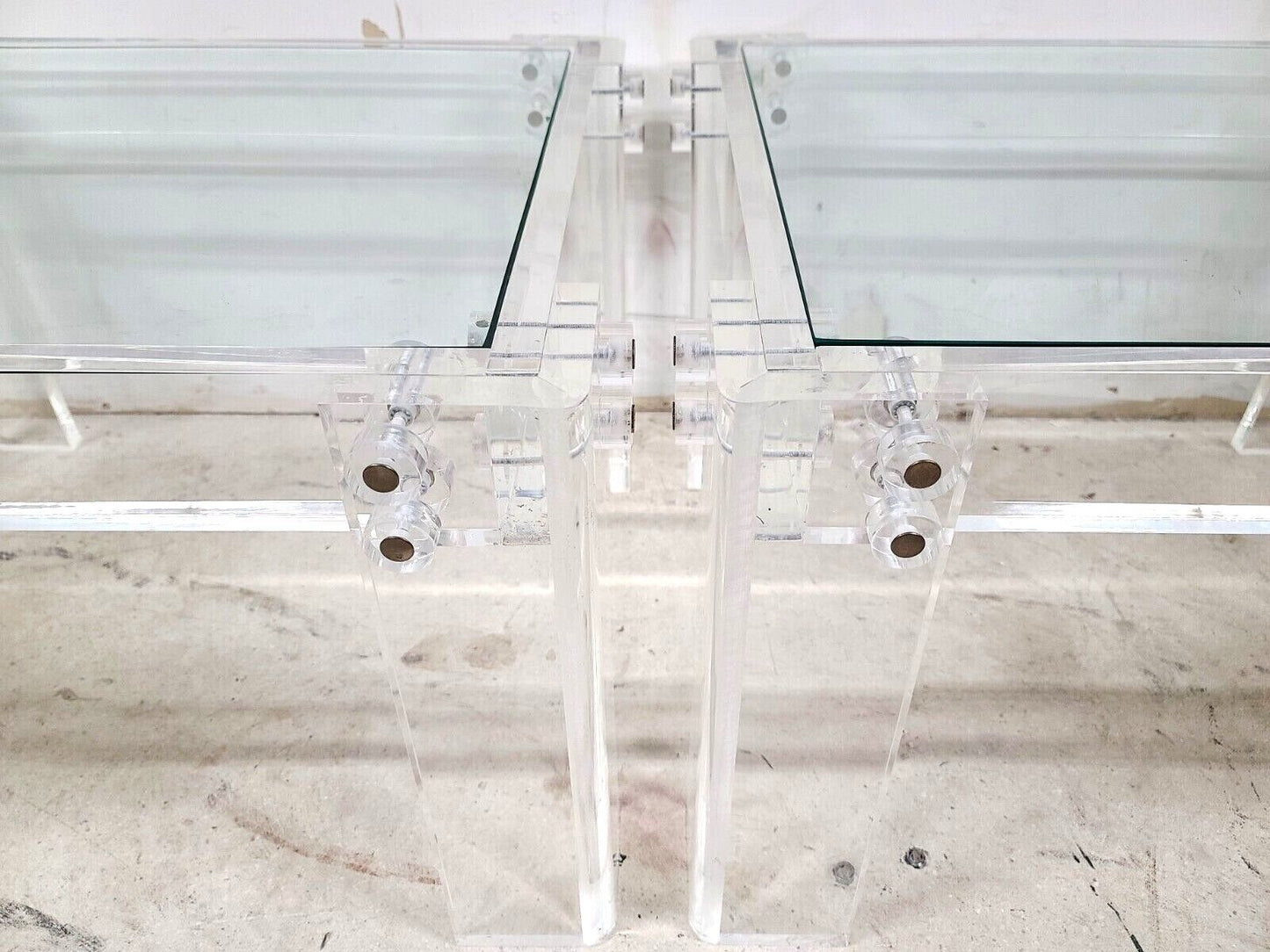 Oversized 1970s Vintage MCM Lucite Glass Side End Tables