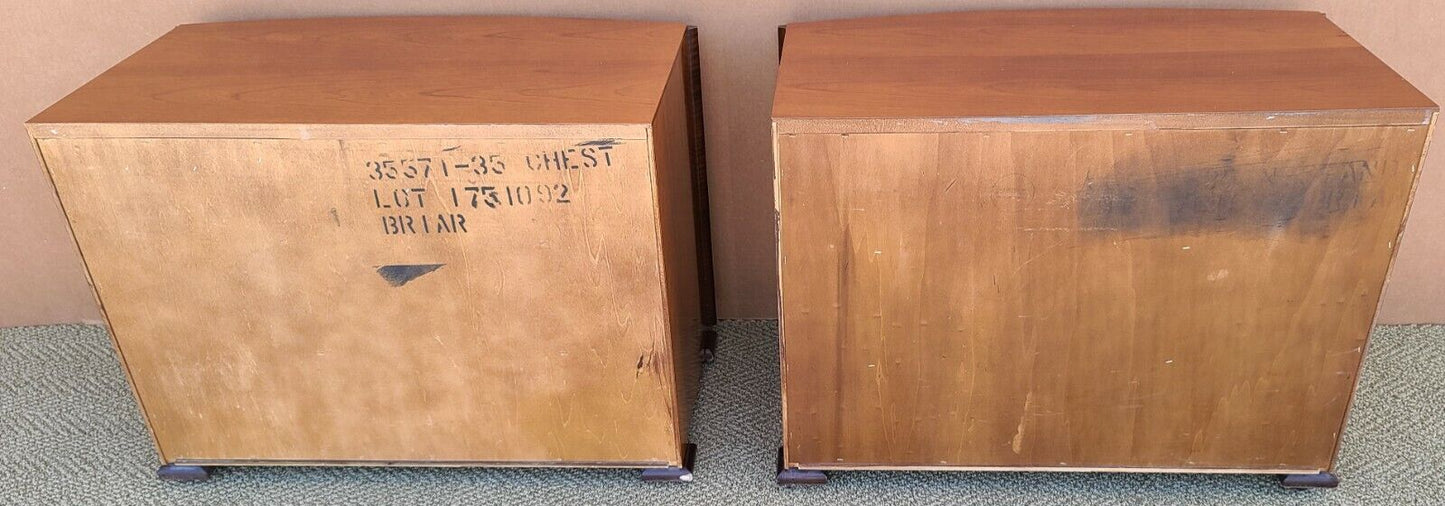 MCM Pair of Vintage HICKORY WHITE Briar Burl Wood Nightstands Chests