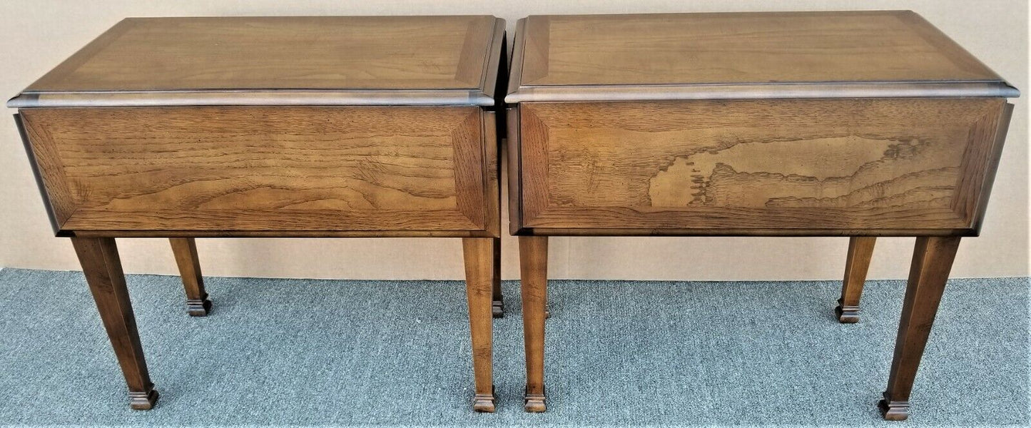 (2) LANE Drop-Leaf Traditional Italian Provincial Solid Wood End Side Tables