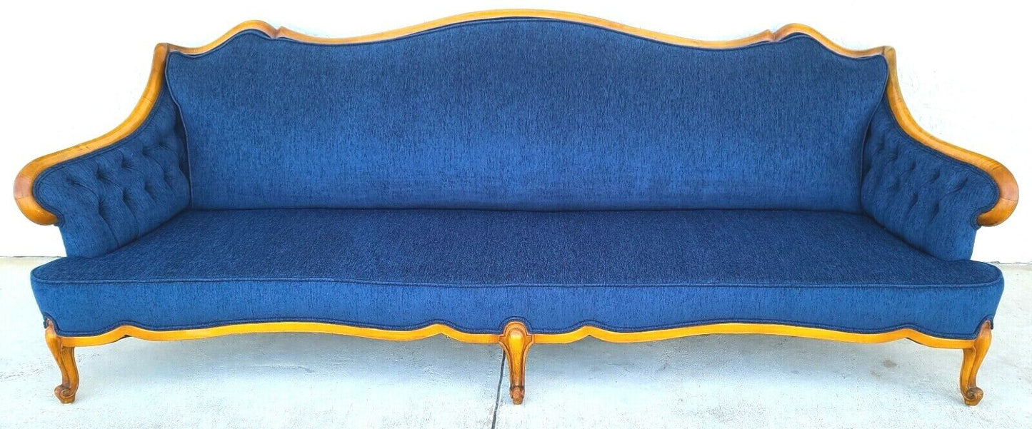 French Provincial Louis XV Style Sofa with Serpentine Carved Back