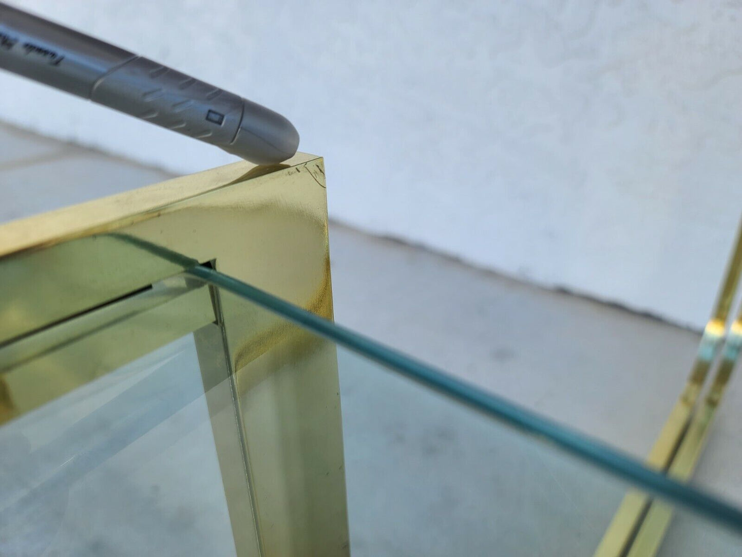 Vintage 1970's MCM Brass & Glass Nesting Tables