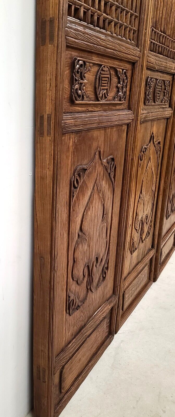 (4) 19th Century Chinese Fretwork Doors Screens Wall Panels 10 Foot