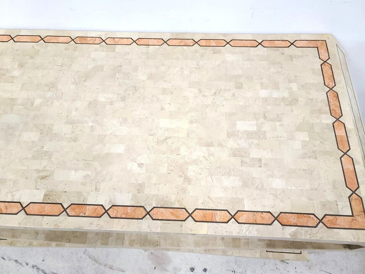 Signed Vintage Tessellated Stone Console Sofa Dining Table Base