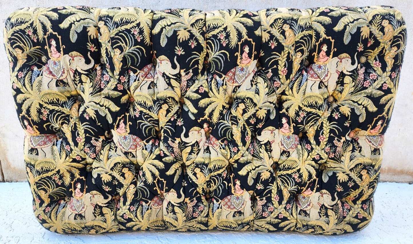 Oversized Ottoman Table Tufted Rolling Elephants Monkeys