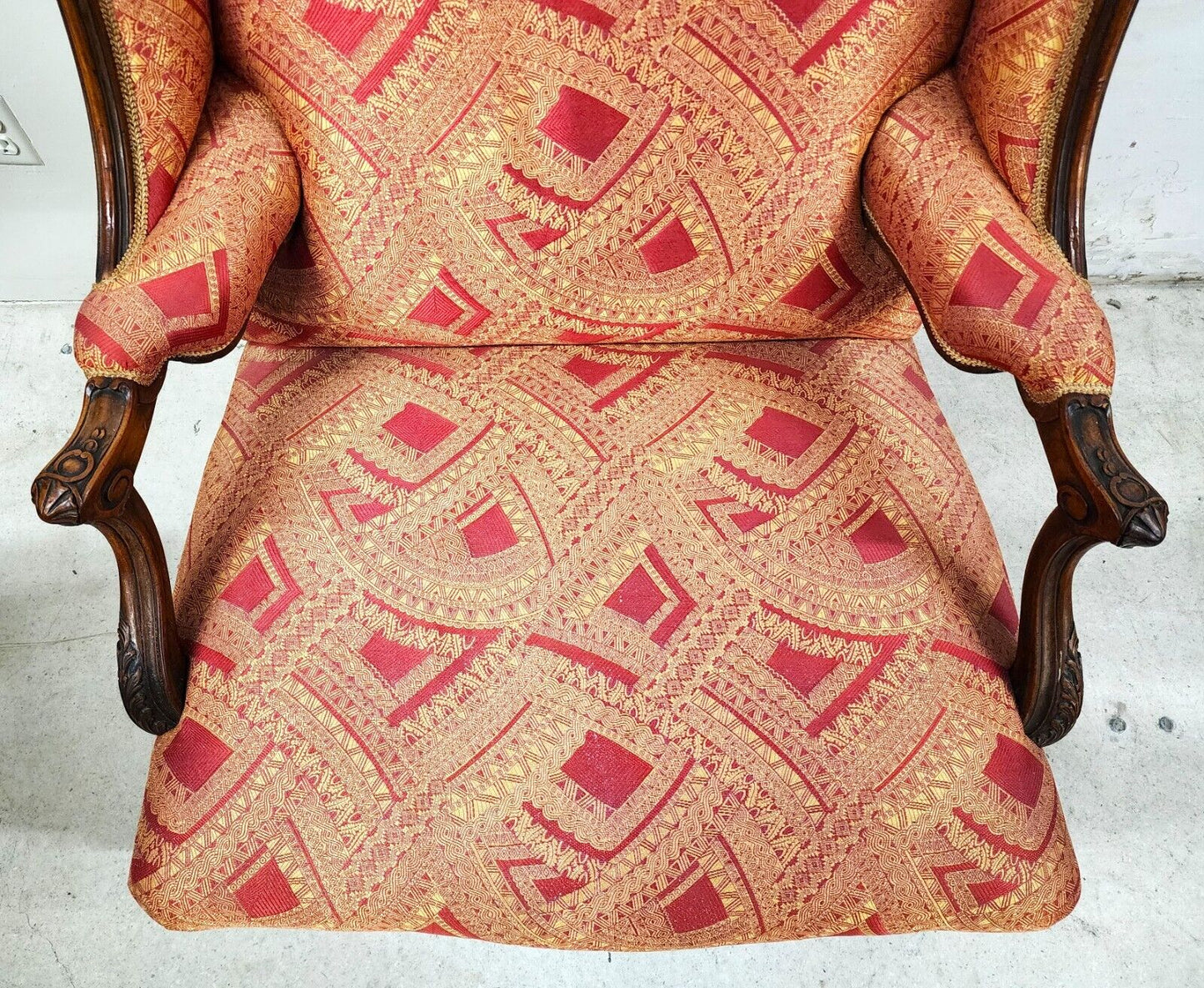 French Provincial Chair Wingback Walnut Bergere Antique