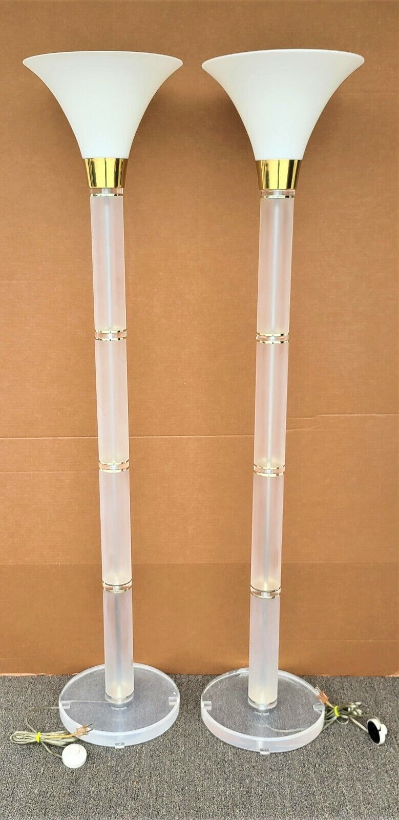 MCM 1980's Lucite Torchiere Mid Century Modern Floor Lamp by OPTIQUE 68"