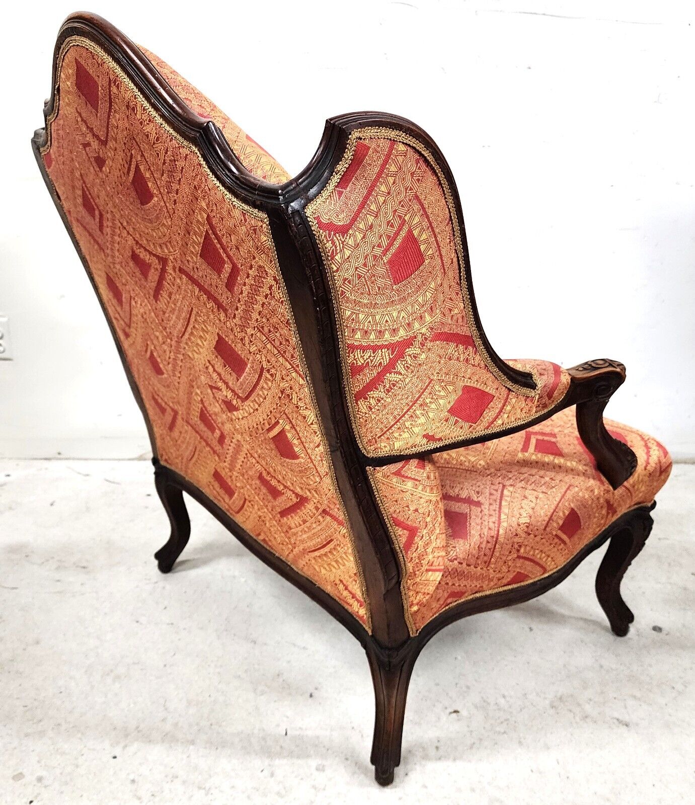 French Provincial Chair Wingback Walnut Bergere Antique