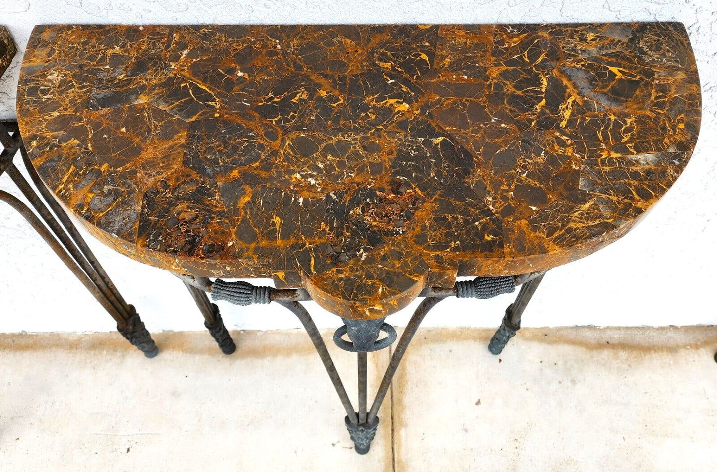 French Console Tables Bronze Tessellated Marble by MAITLAND SMITH - a Pair