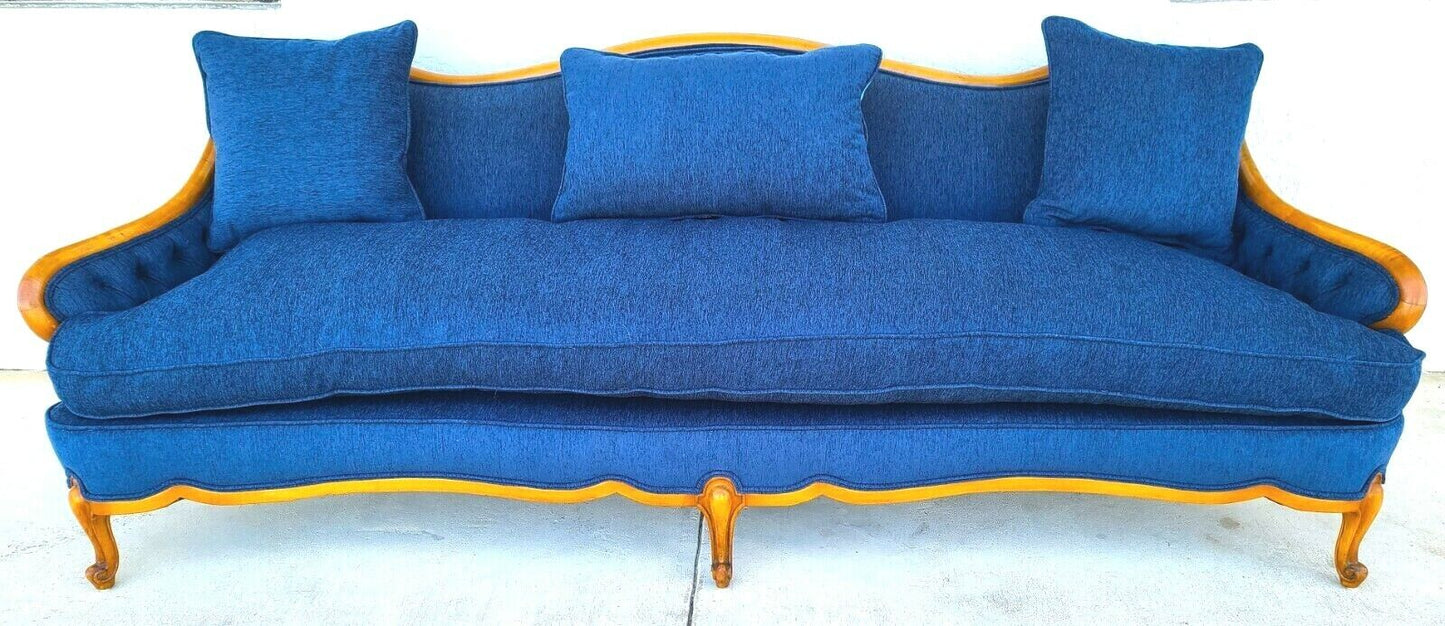 French Provincial Louis XV Style Sofa with Serpentine Carved Back