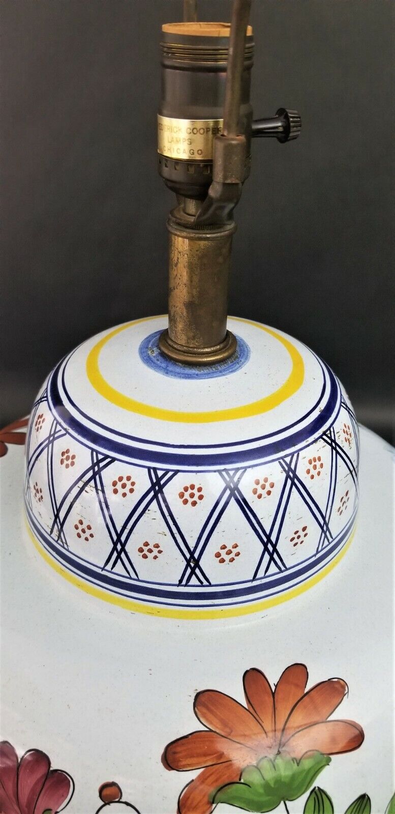 Large Signed FREDERICK COOPER Asian Chinoiserie Figures and Flowers Table Lamp