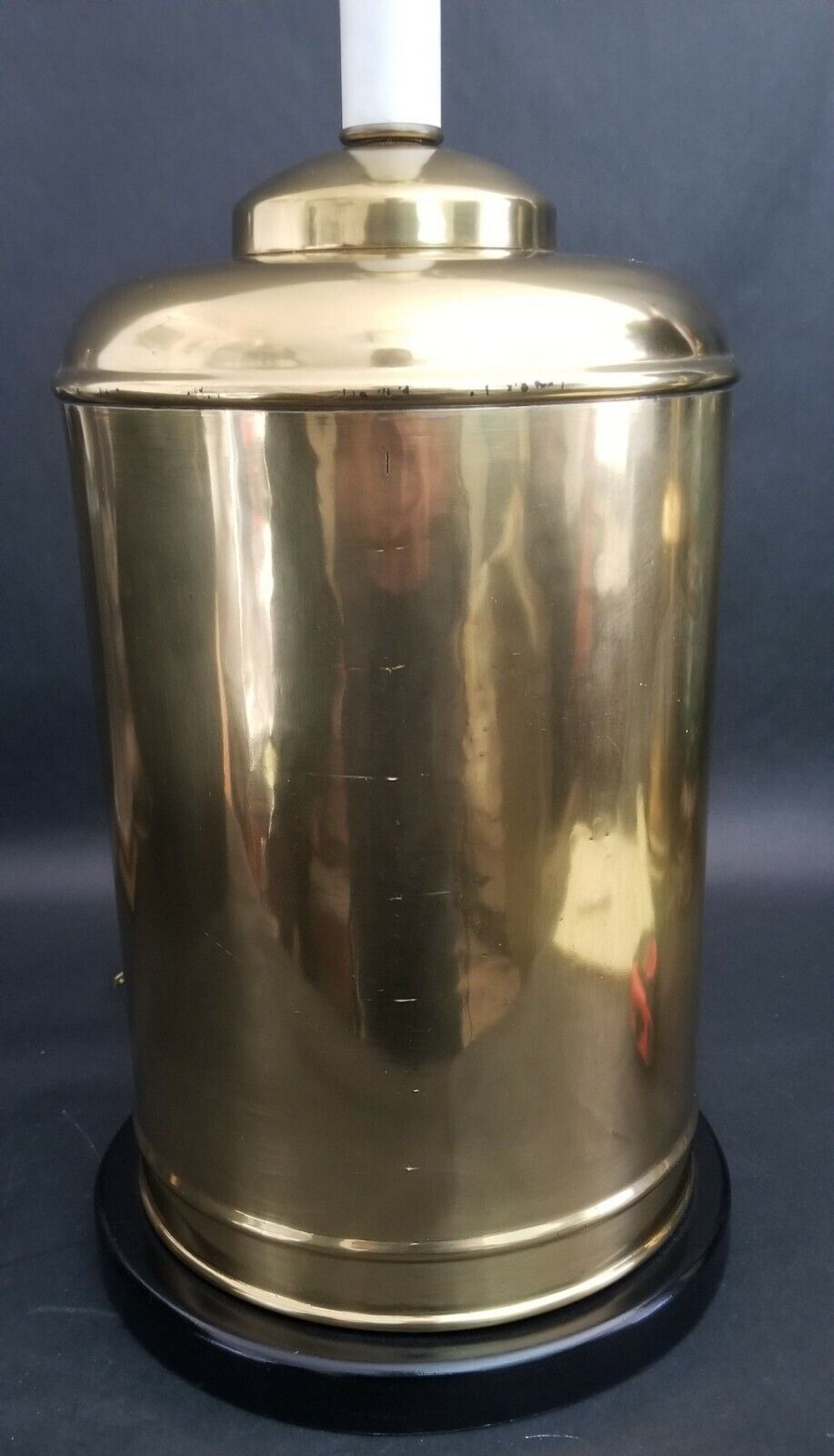 Vintage Large Asian Chinoiserie Brass Tea Canister Table Lamp