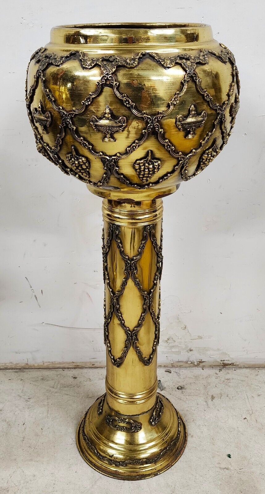 2 Antique Brass Planter Stands