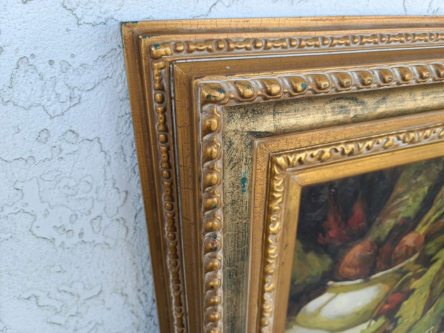 Huge Framed Signed HONER Still Life Autumn Harvest Oil Painting on Canvas