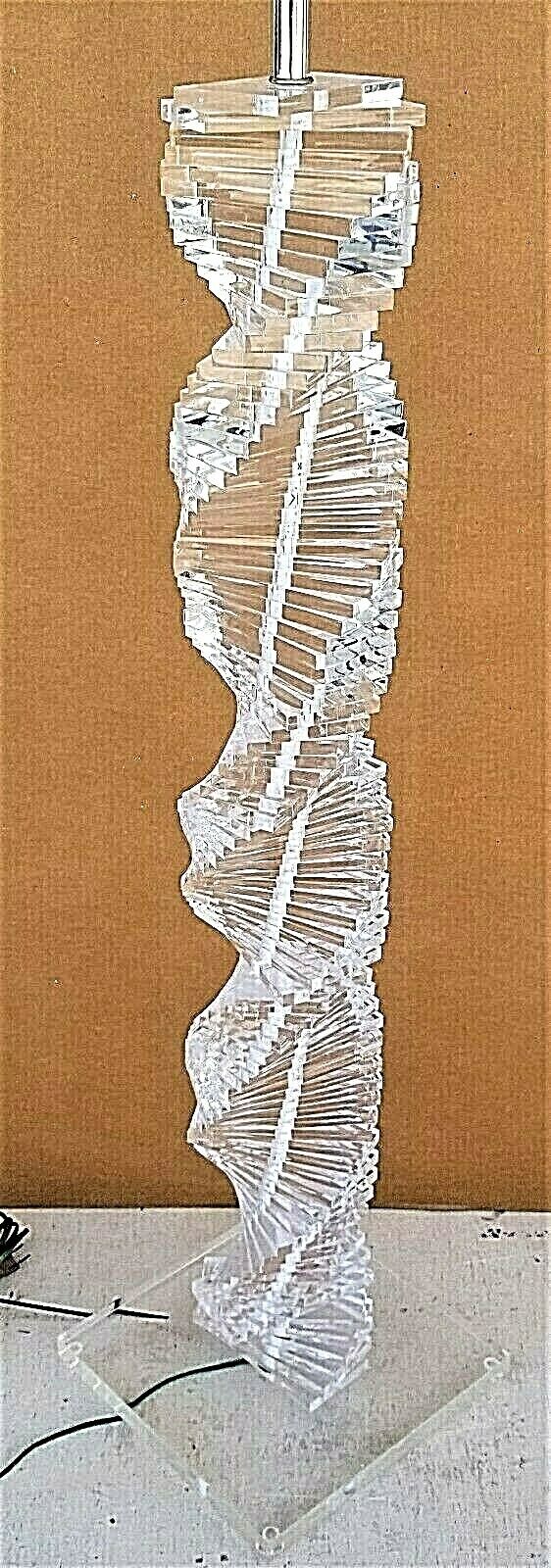 1970's Karl Springer Style Lucite Stacked Helix Spiral Staircase Floor Lamp