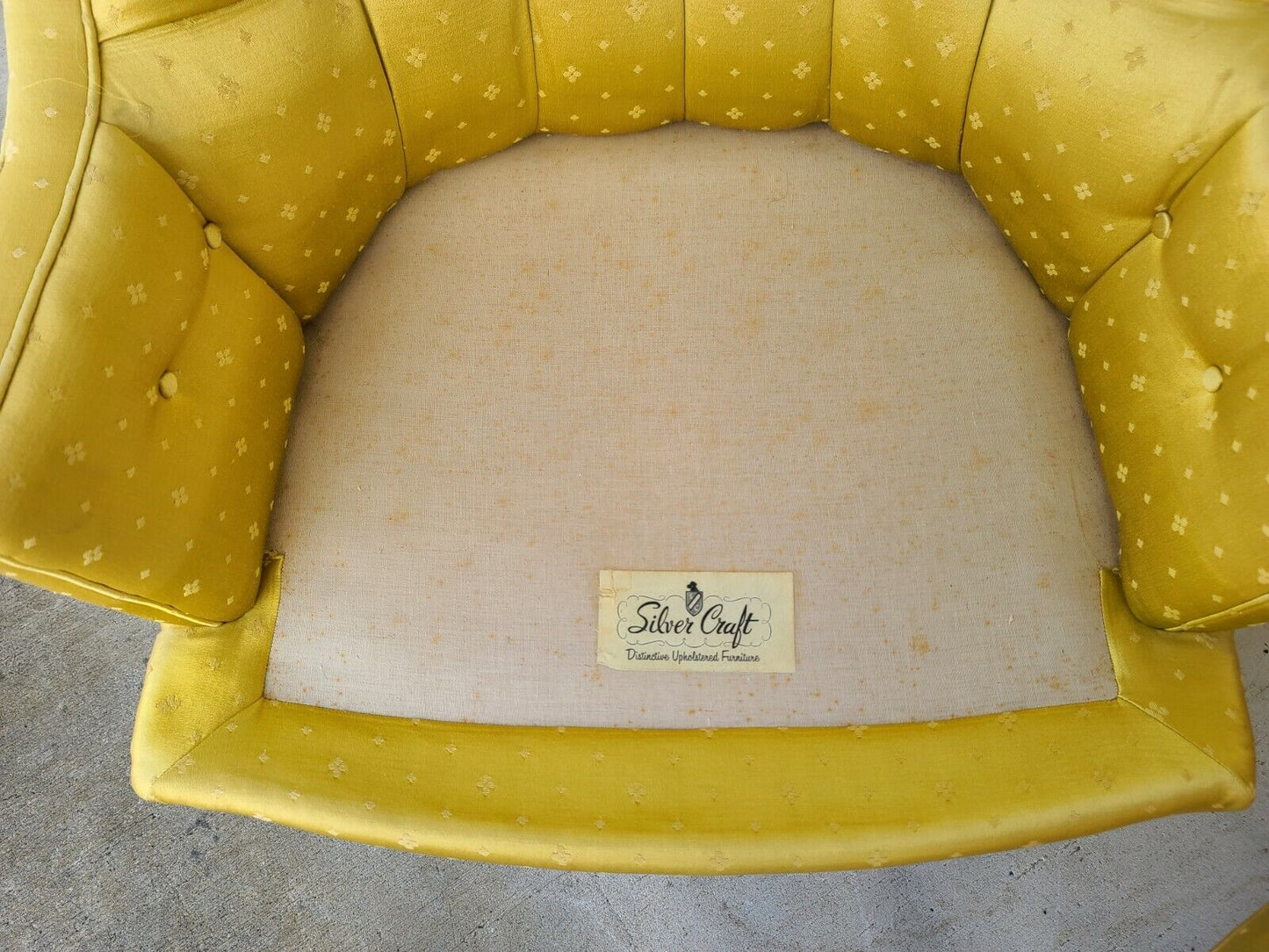 Mid Century SILVER CRAFT Hollywood Regency Tufted Club Lounge Chairs - A Pair