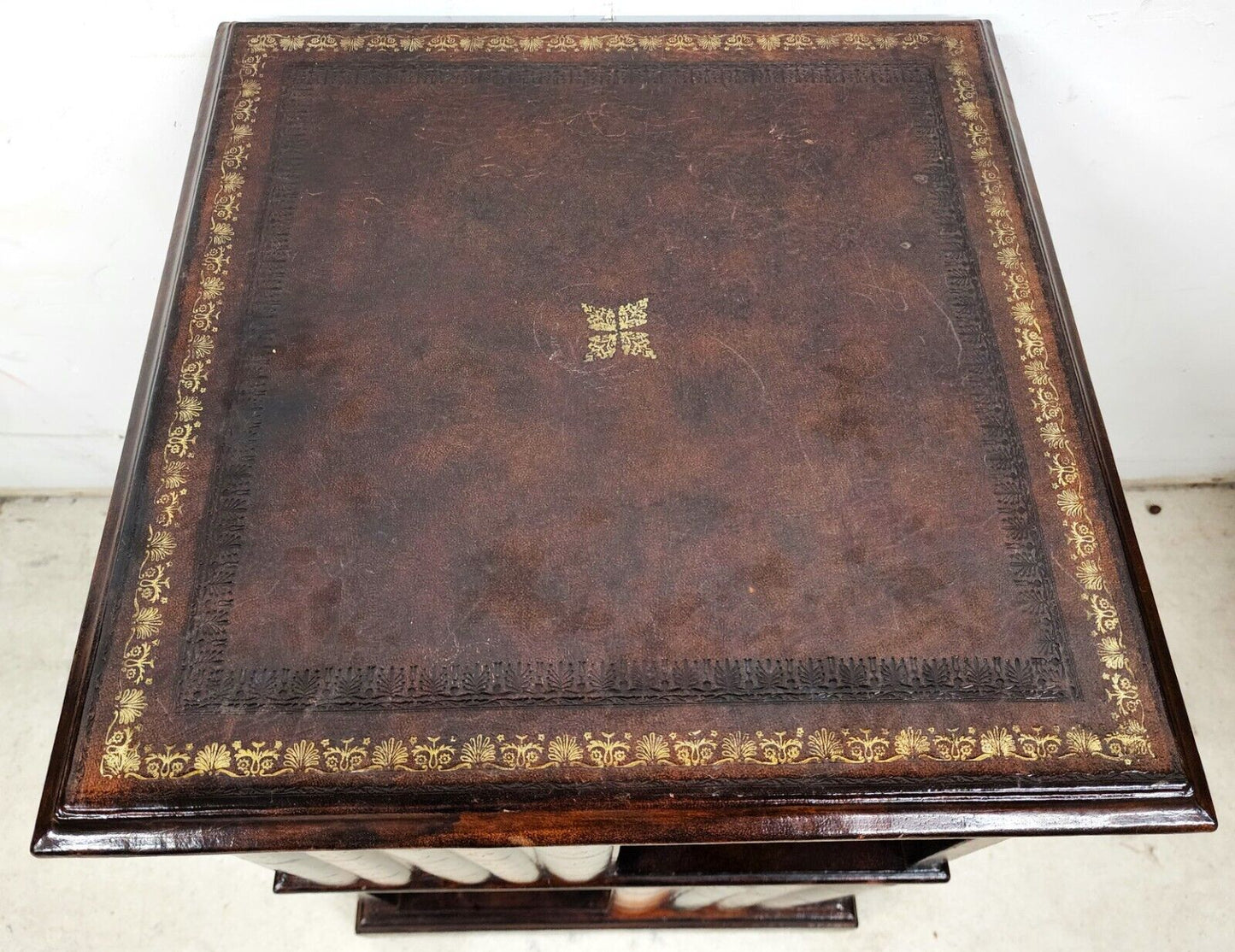 Tooled Leather Faux Book Nightstand Side Table by MAITLAND SMITH