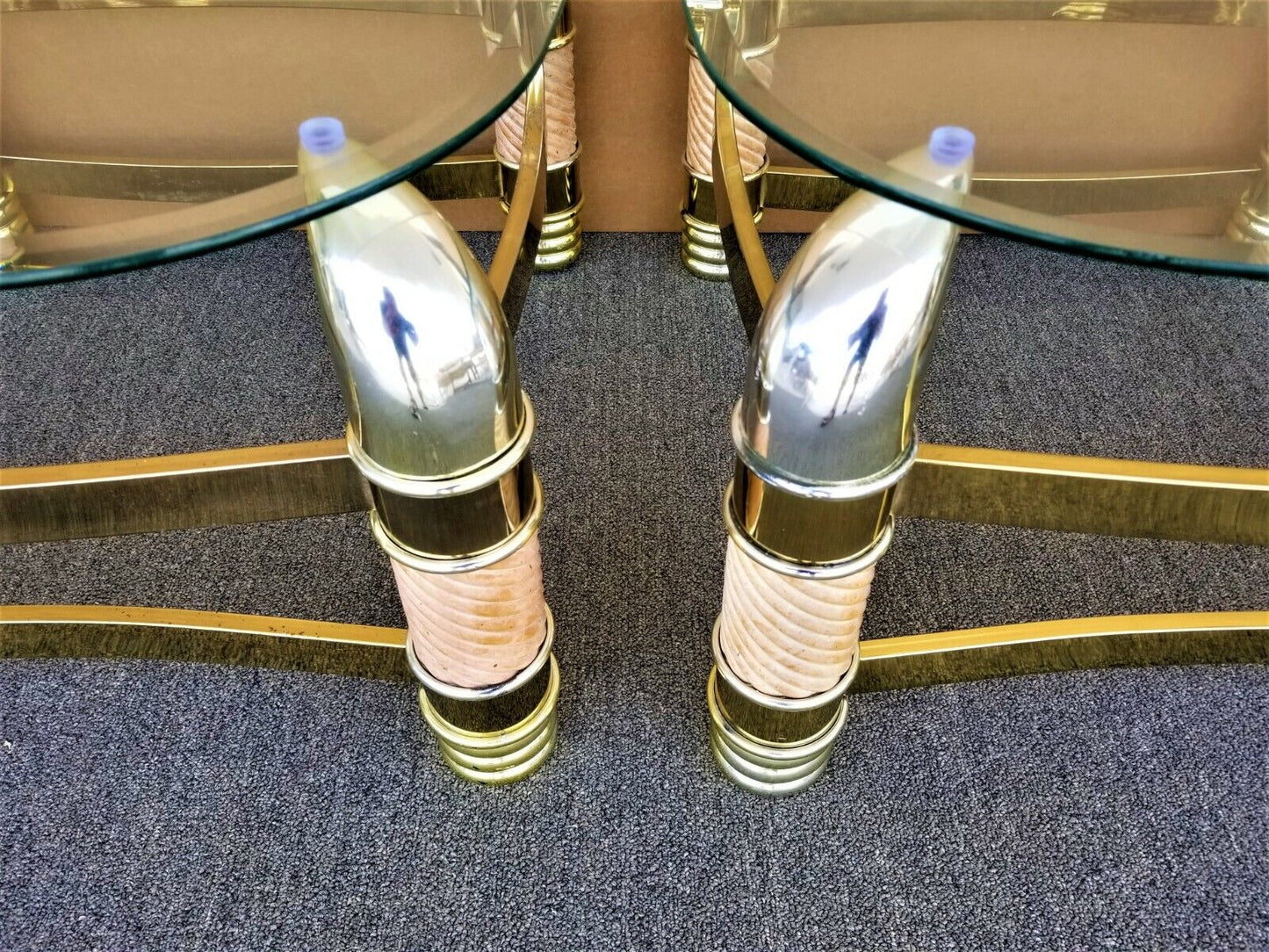 Mid-Century Faux Elephant Tusk Side End Tables Tommaso Barbi Style - a Pair