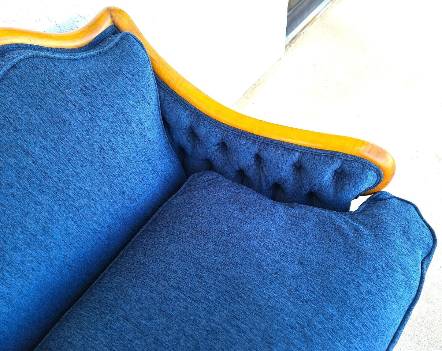 French Provincial Louis XV Style Sofa with Serpentine Carved Back