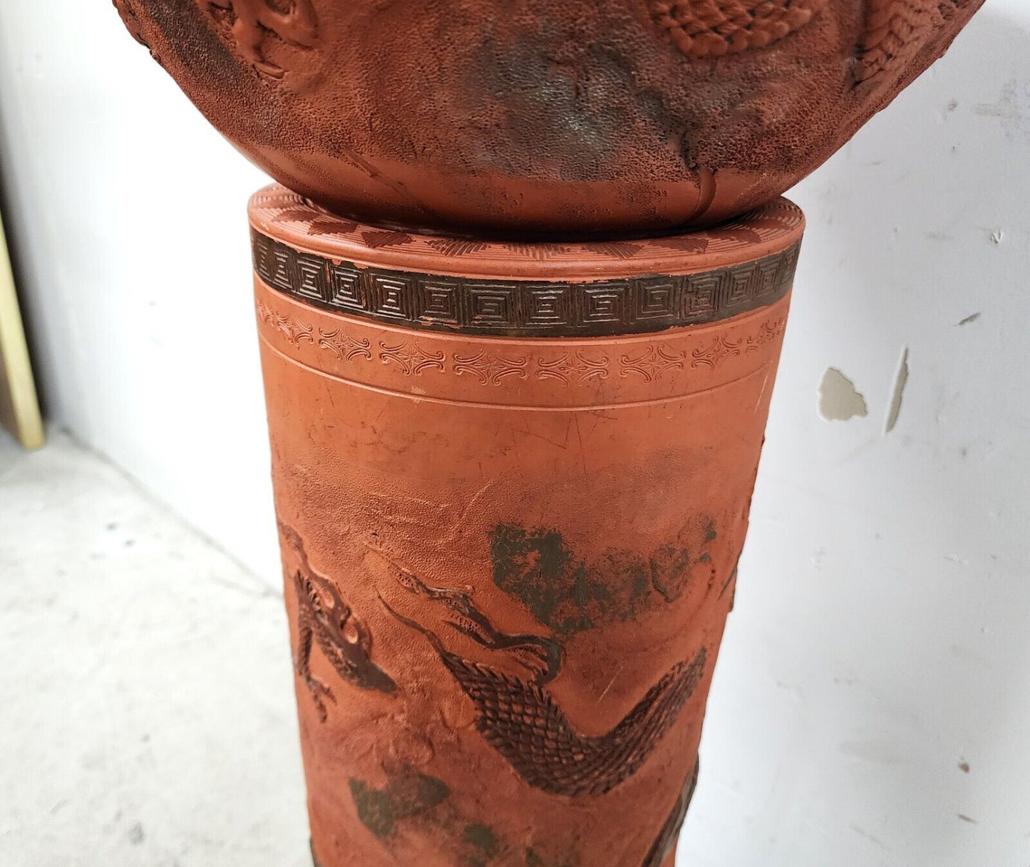 Japanese Tokoname Meiji Redware Pottery Plant Stand