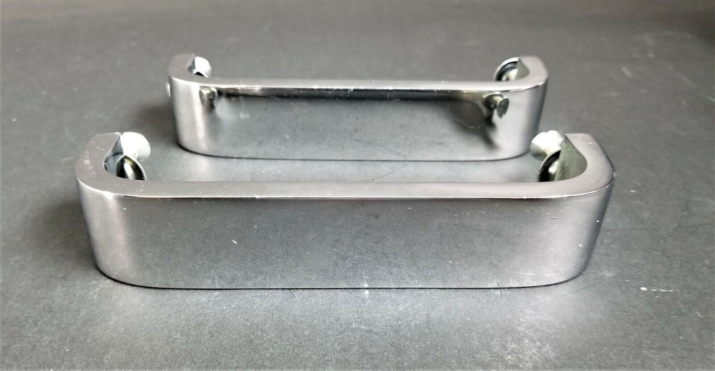 Set of 5 Vintage Solid Chrome Mid Century Modern Furniture Drawer Pulls 7"