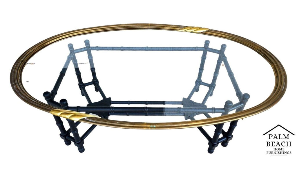 Brass Tray Coffee Table Bamboo Glass Chippendale Asian Regency