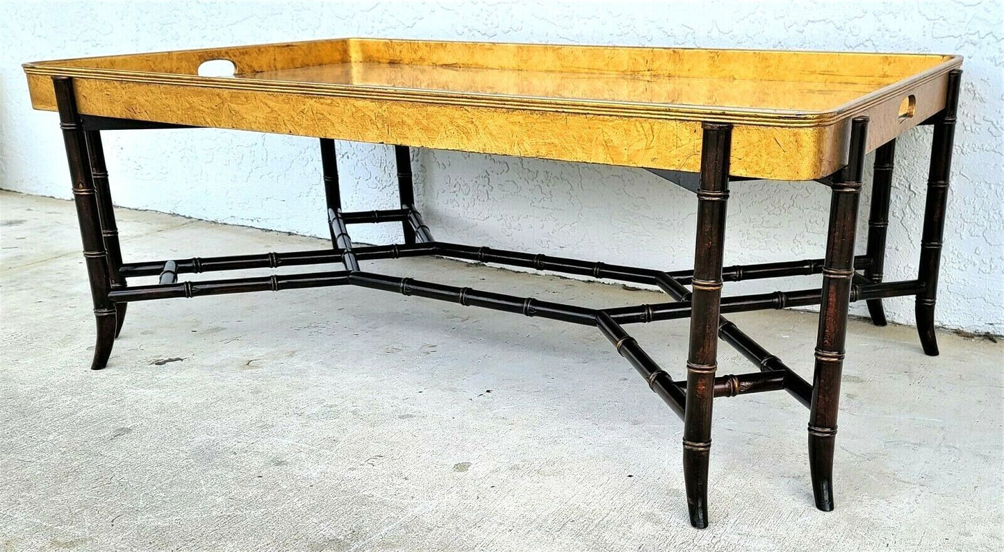 EJ VICTOR Gilt Tray Top Faux Bamboo Cocktail Coffee Table