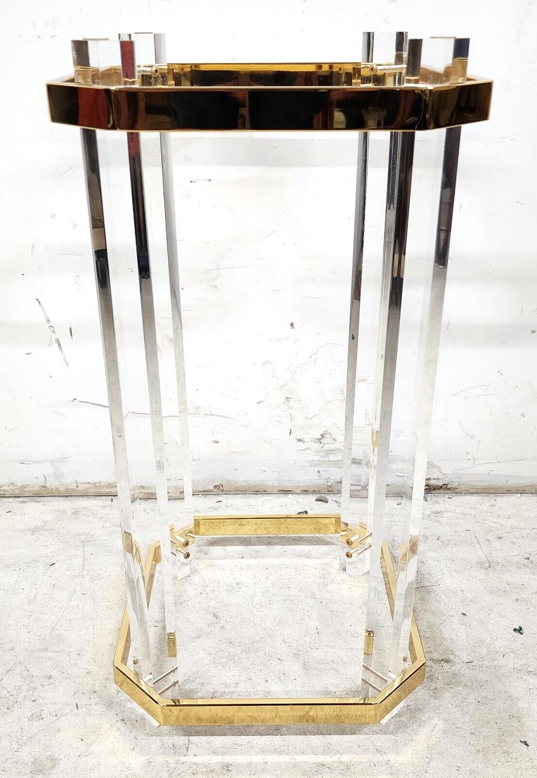 Lucite Side Table CHARLES HOLLIS JONES Style 24 Karat Gold Plated