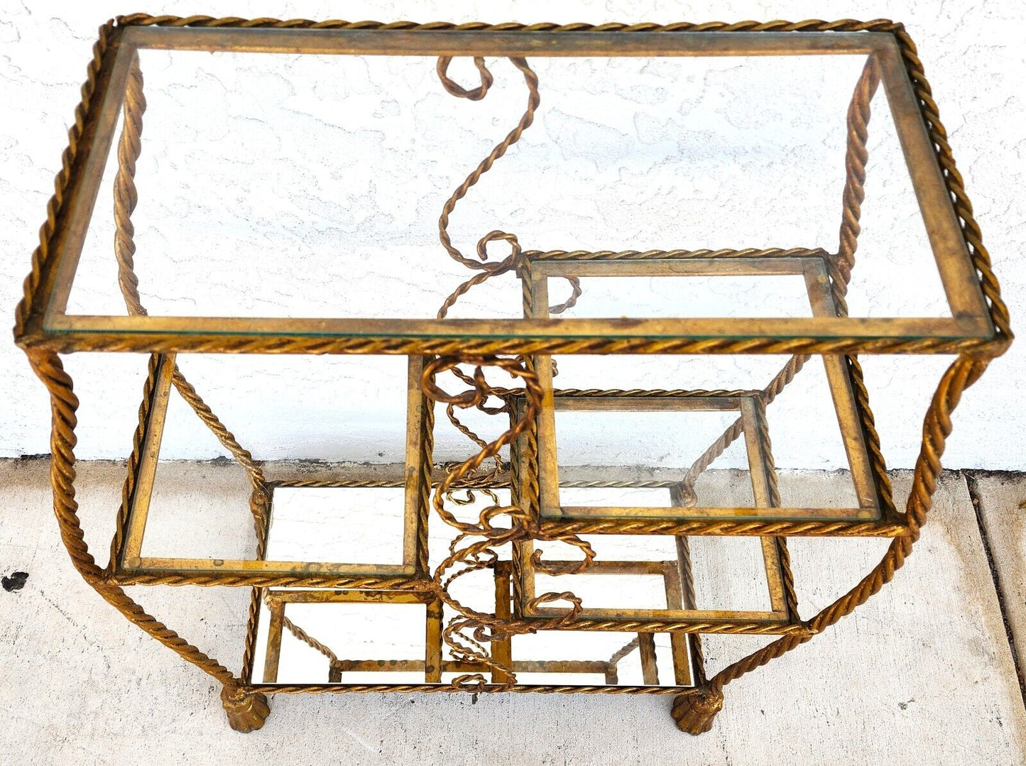 Rope Tassel Gilt Table Shelves Vintage