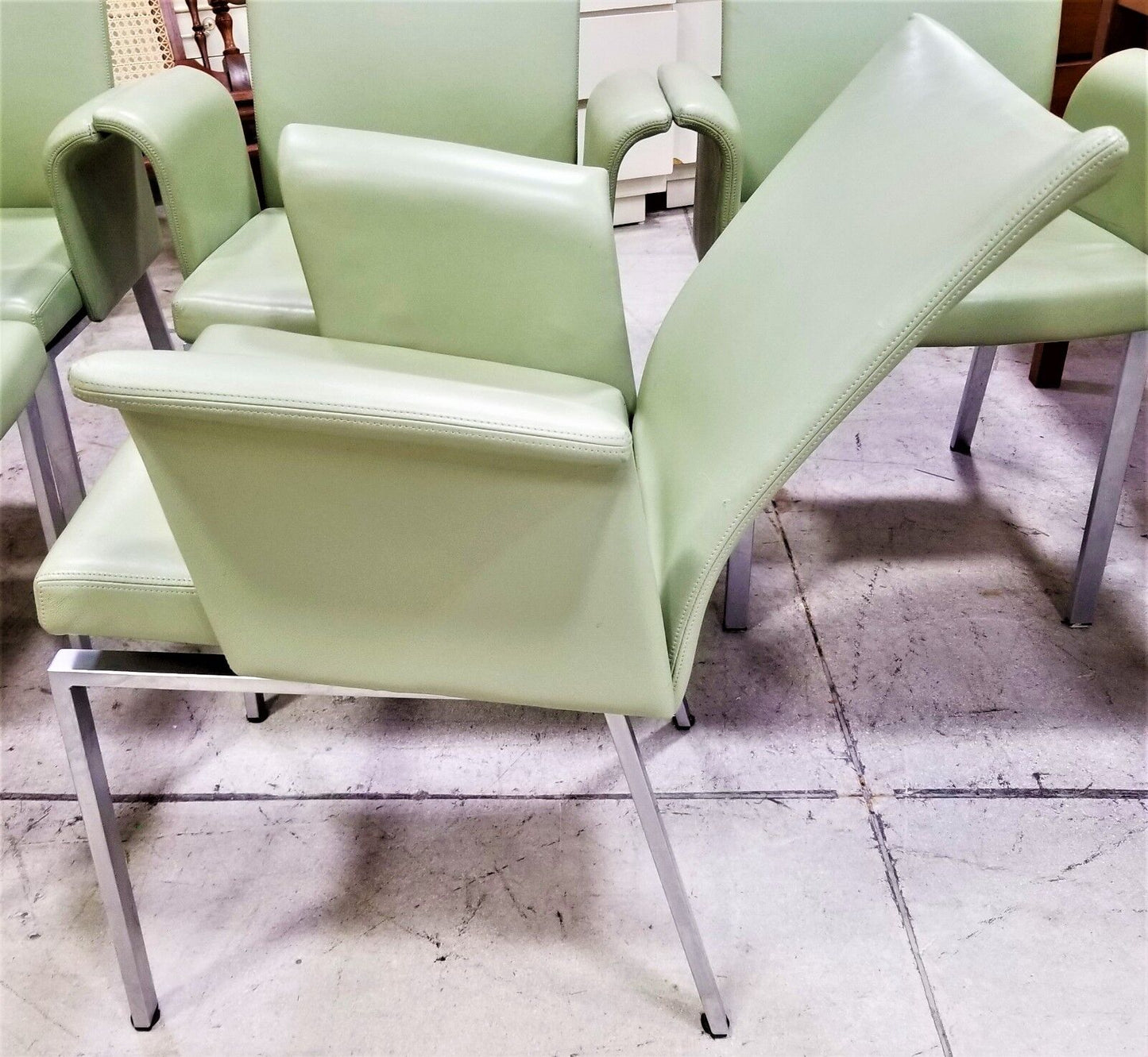 (1) ONLY MCM DRAENERT Linus Danish Genuine Leather Reclining Dining Armchairs