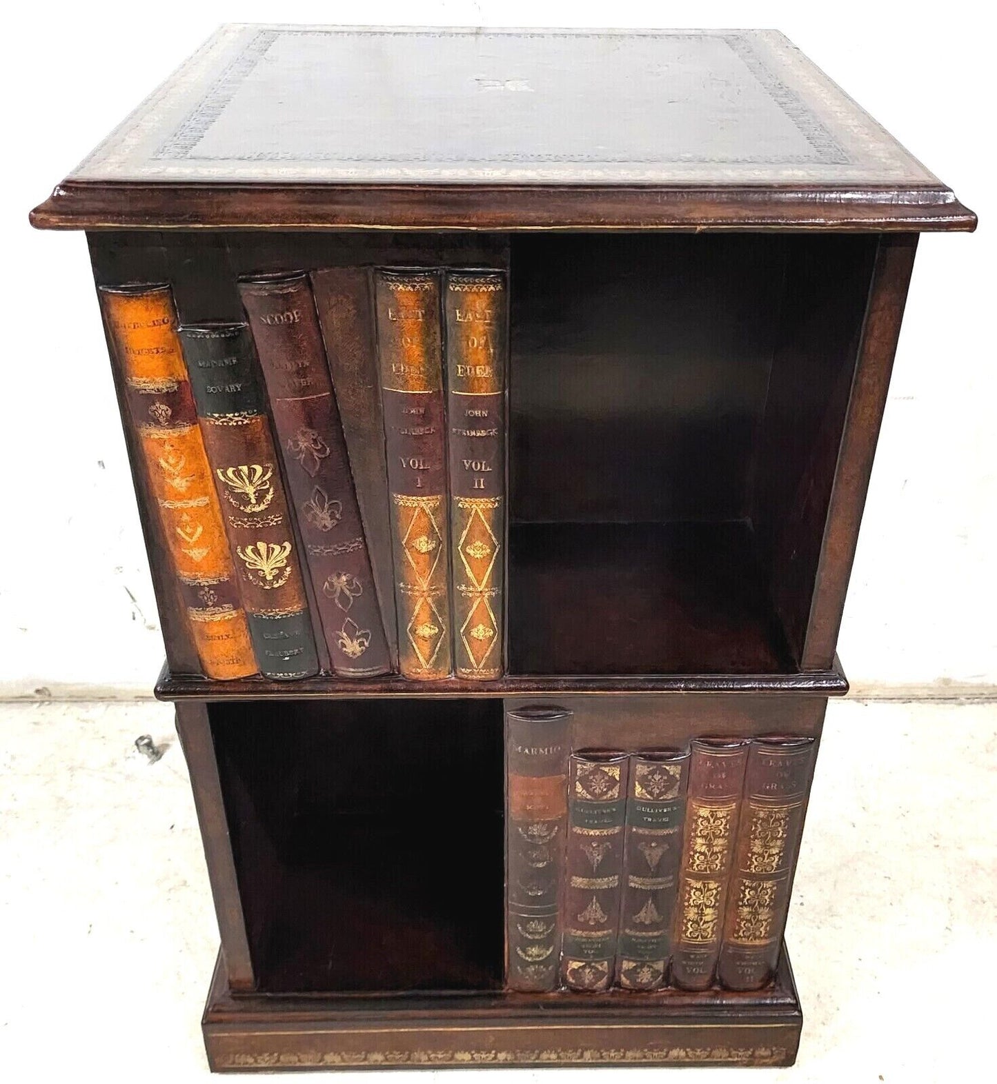 Tooled Leather Faux Book Nightstand Side Table by MAITLAND SMITH