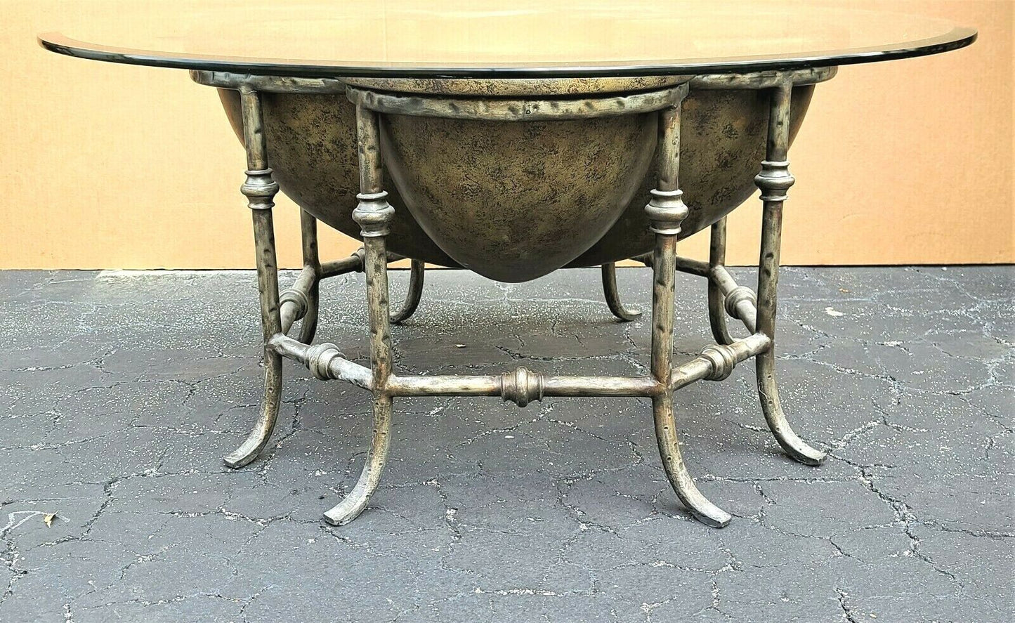 3 Dimensional Lotus Flower Glass Top Indoor Outdoor Cocktail Side End Table 48"