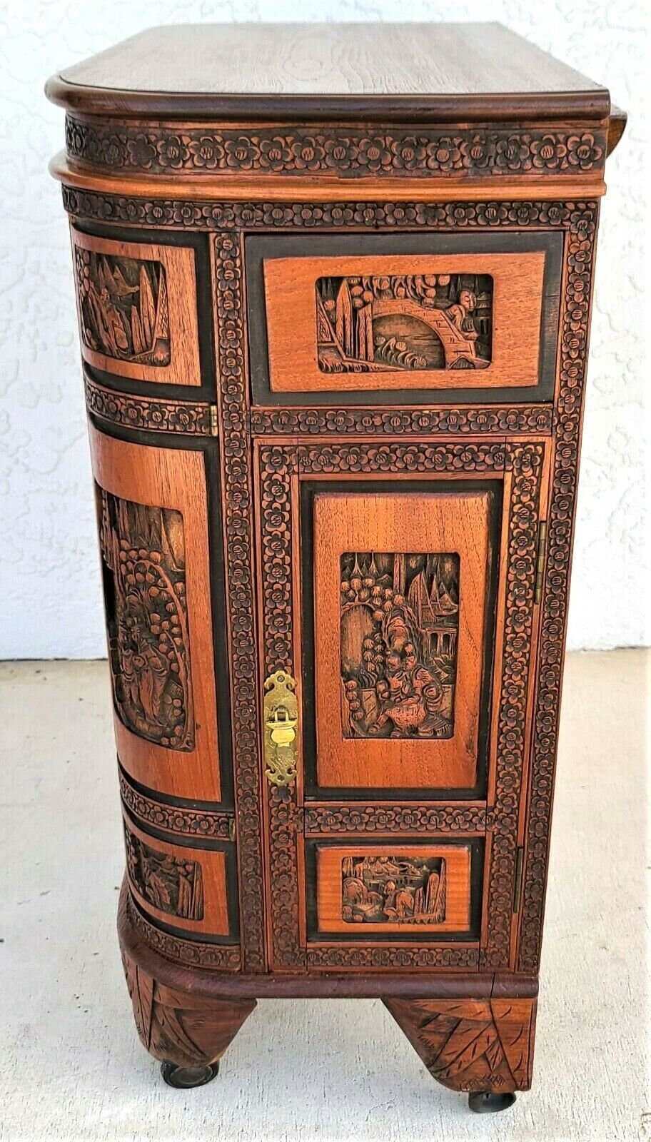 Camphor Wood Dry Bar Cabinet Mid Century Asian Chinoiserie