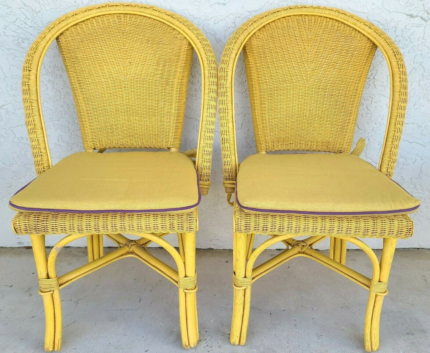 PALECEK Weather Resistant Wicker Dining Chairs w Washable Cushions - Set of 4