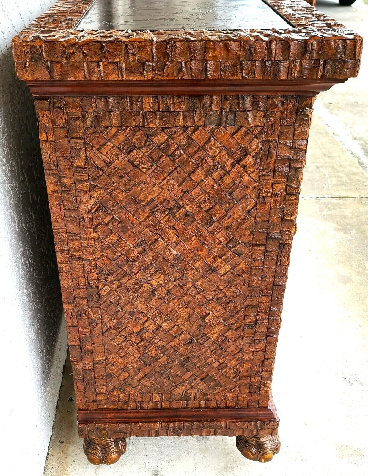 Huge Coconut Shell Brass Elephants & Brass Top Bar Cabinet by LLOYD BUXTON