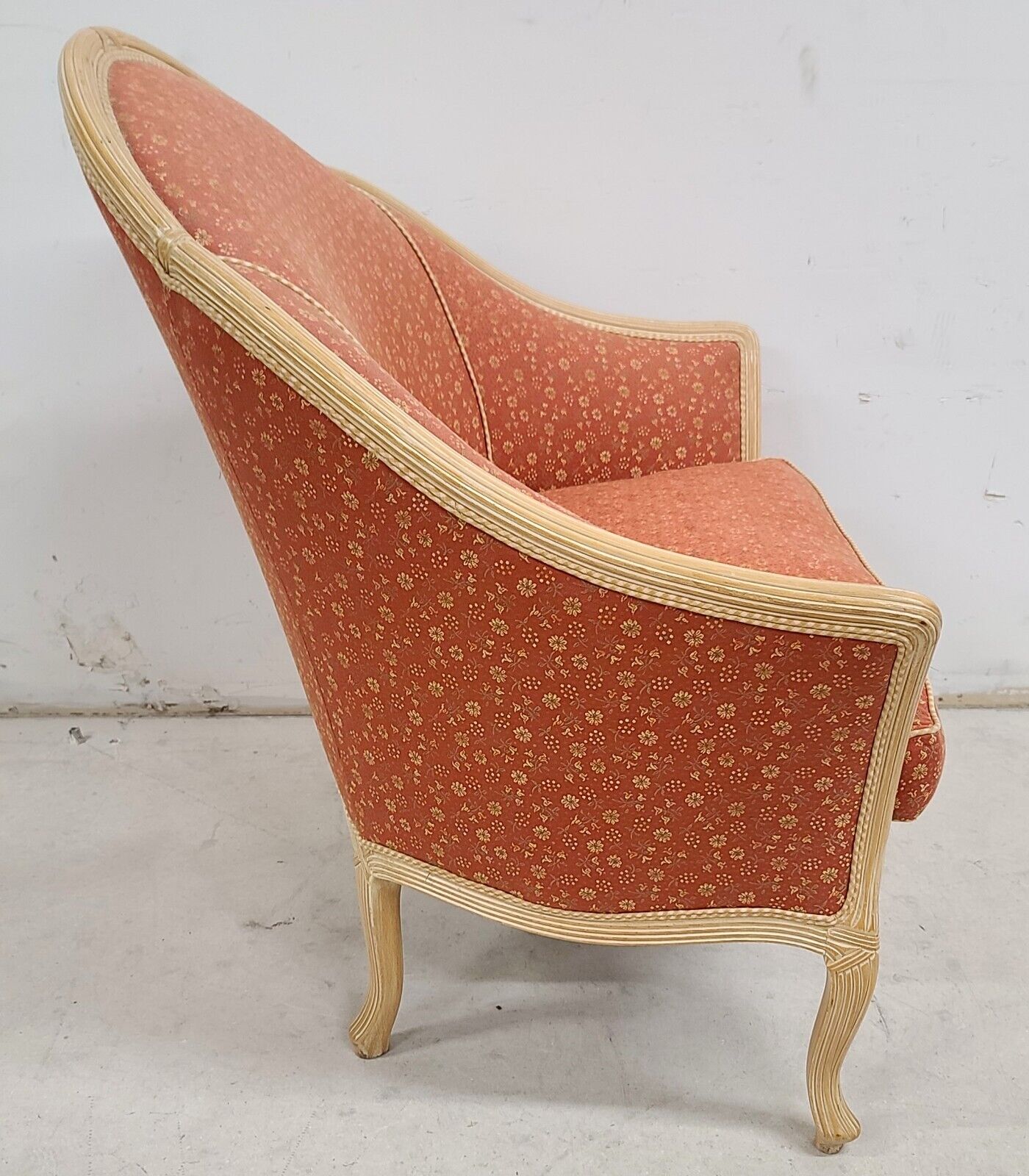 French Louis XV Boudoir Chair Floral Apricot