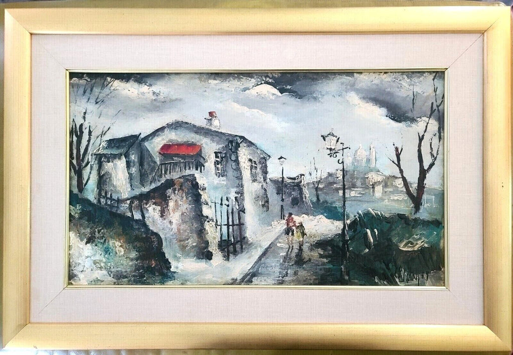 Signed Maurice de Vlaminck Style 1959 French Painting of Menilmontant Paris